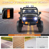 Black Parent-Child Ride On Truck Car with Remote Control, LED Lights, and Music - 12V 10AH