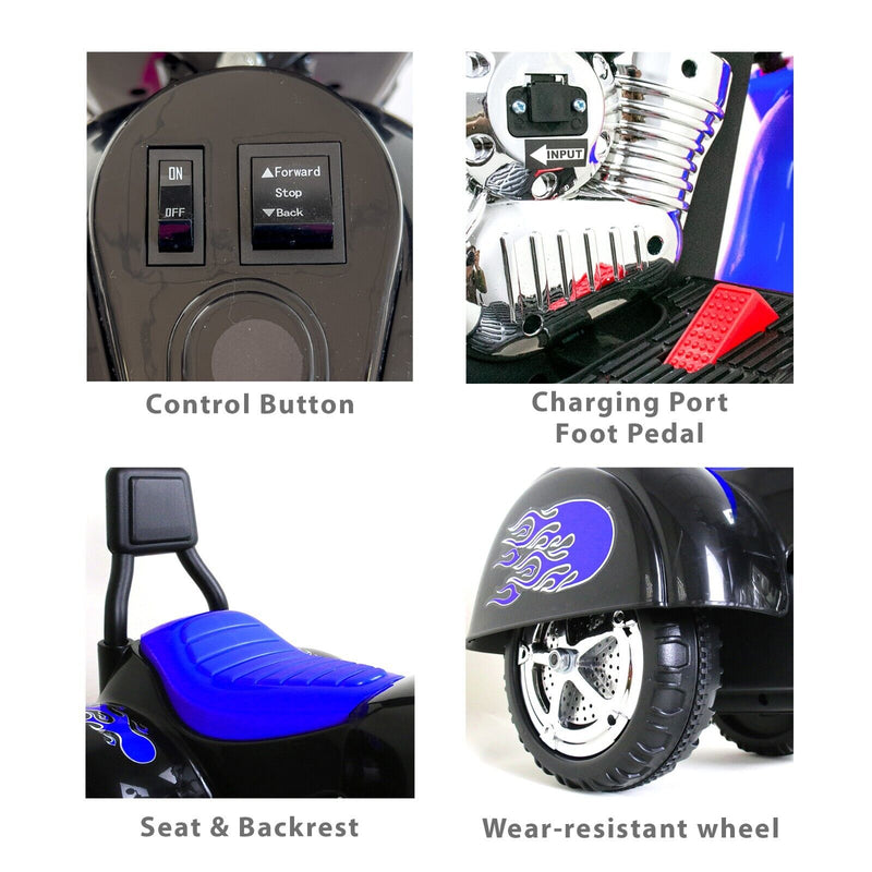 Blue 3-Wheel Chopper Motorbike Toy for Kids