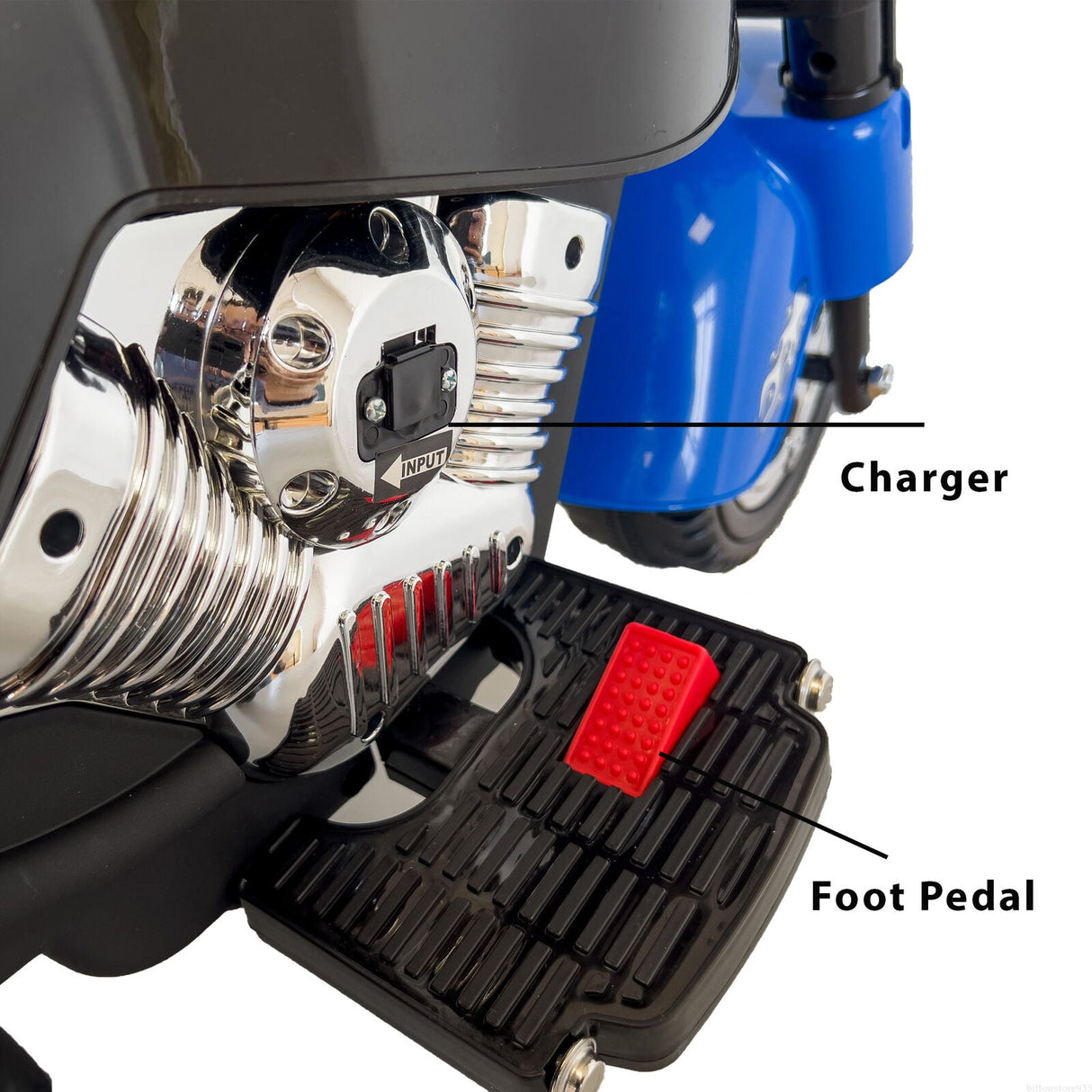 Blue 3-Wheel Motorbike for Kids with LED Headlight and Colorful Design
