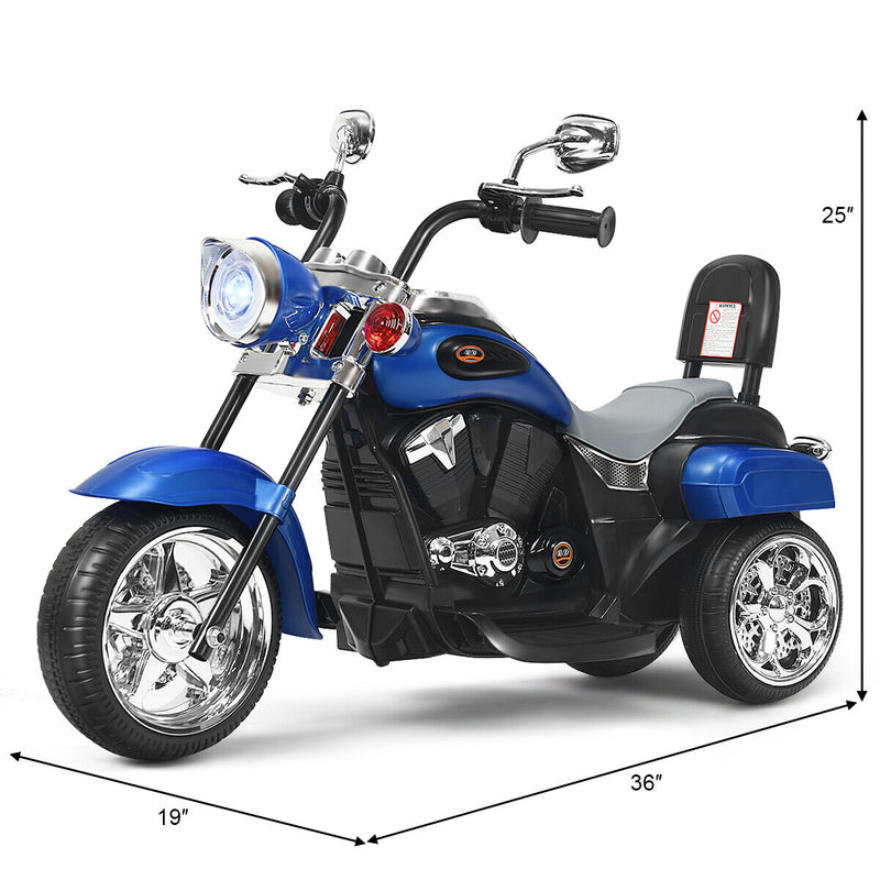 Blue 6V Kids Chopper Motorcycle Trike with Headlight and Horn