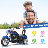 Blue 6V Kids Chopper Motorcycle Trike with Headlight and Horn