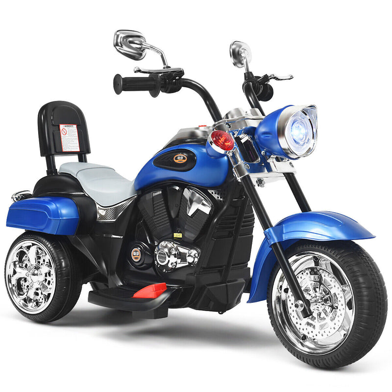 Blue 6V Kids Chopper Motorcycle Trike with Headlight and Horn
