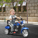 Blue 6V Kids Chopper Motorcycle with Light & Horn - Toddler 3 Wheel Trike