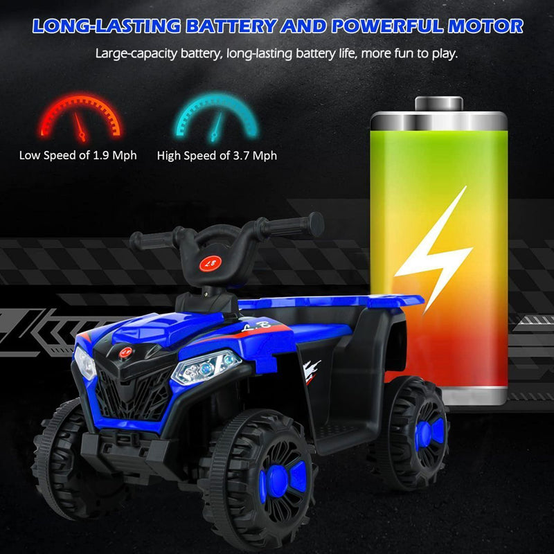 Blue 6V Kids Ride On ATV with MP3 & LED Headlight - 4-Wheeler Quad for Endless Fun!