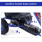 Blue Adjustable Seat Pedal Go Kart for Kids - 4 Wheel Ride On Toy