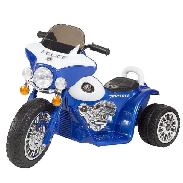 Blue Cop Trike Ride-On: Battery-Powered Motorcycle for Boys Ages 2-5