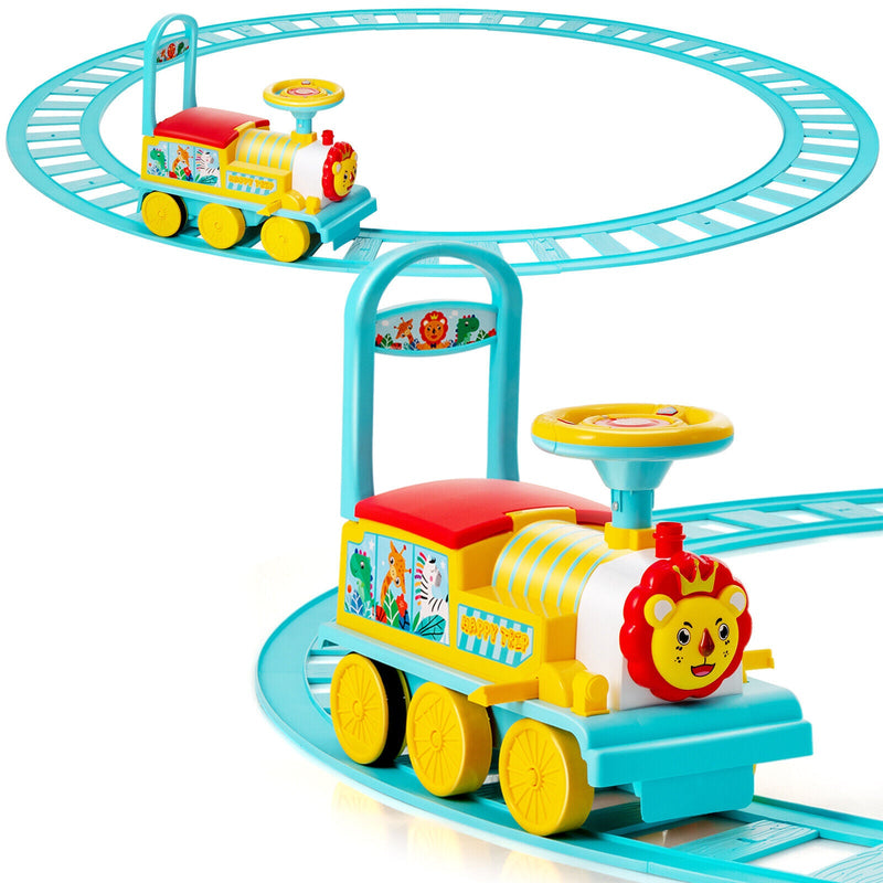 Blue Electric Kids Train Toy with Unique Design & Stickers - 6V Motorized Ride-On