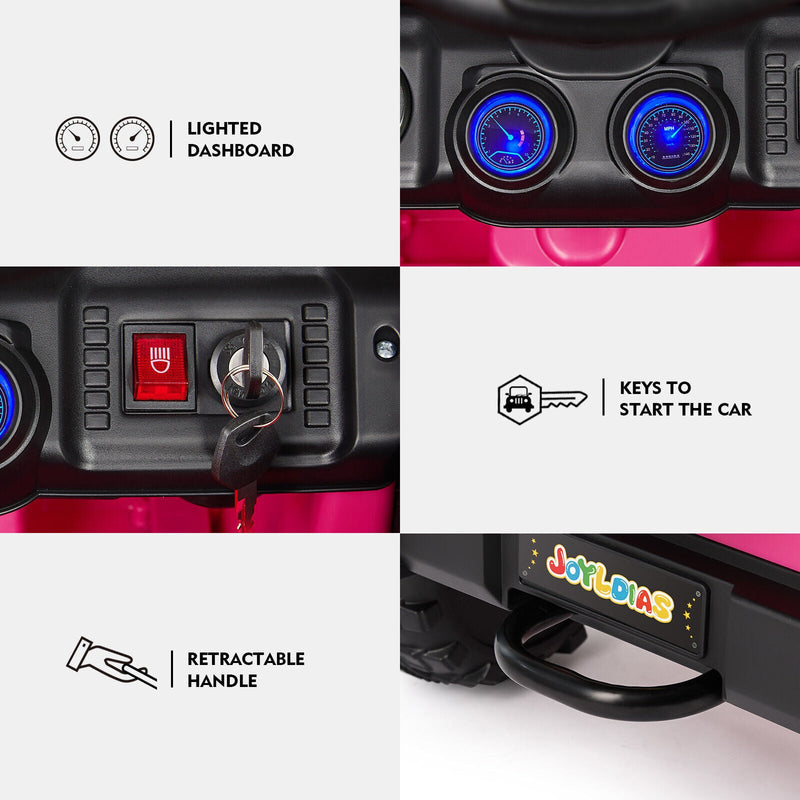 Bluetooth Remote Control Pink Jeep Ride On Car for Kids with USB and 12V Battery