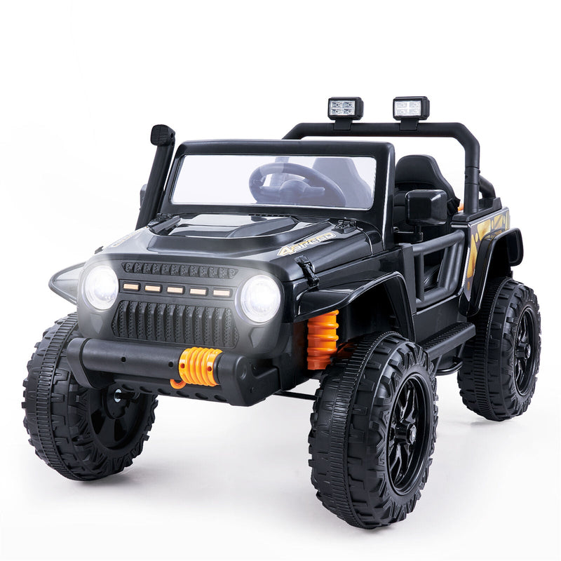 Parent-Child Ride-On Truck with LED Lights, FM Radio, and Bluetooth - 12V Kids Car