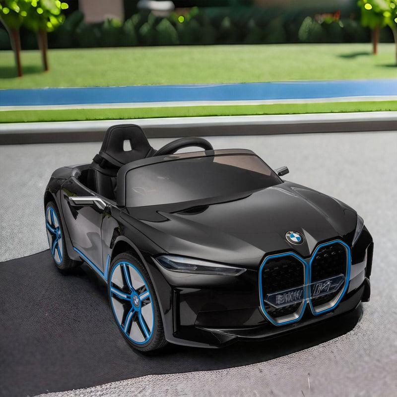 BMW I4 Licensed 12V Kids Ride On Car with Parental Remote Control, USB, MP3, and Bluetooth - Black