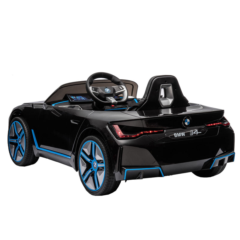BMW I4 Licensed 12V Kids Ride On Car with Parental Remote Control, USB, MP3, and Bluetooth - Black