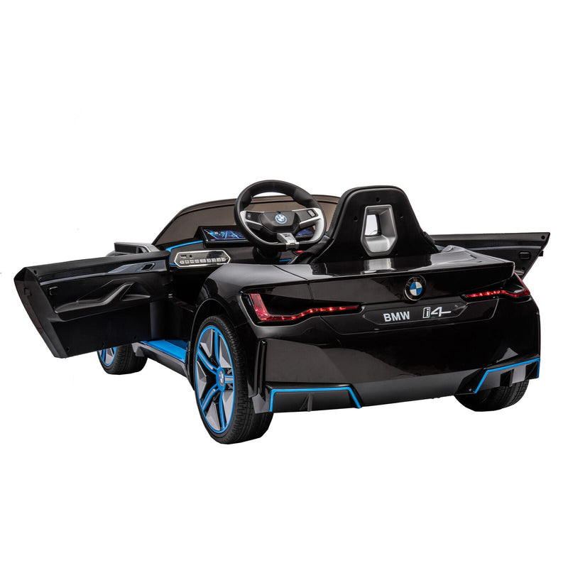 BMW I4 Licensed 12V Kids Ride On Car with Parental Remote Control, USB, MP3, and Bluetooth - Black