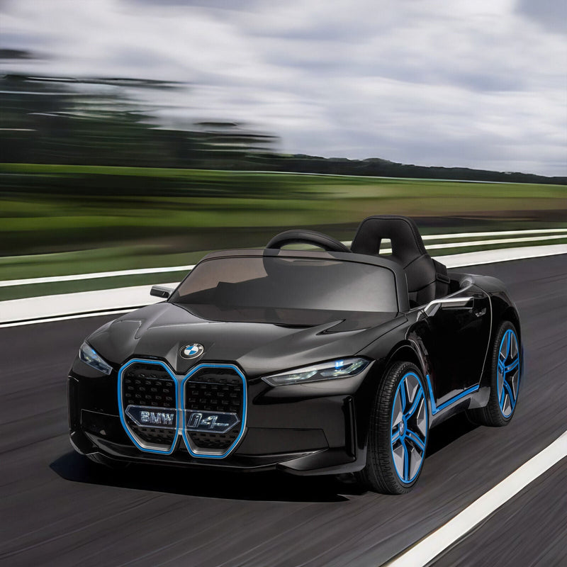 BMW I4 Licensed 12V Kids Ride On Car with Parental Remote Control, USB, MP3, and Bluetooth - Black