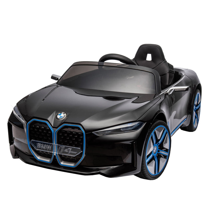 BMW I4 Licensed 12V Kids Ride On Car with Parental Remote Control, USB, MP3, and Bluetooth - Black