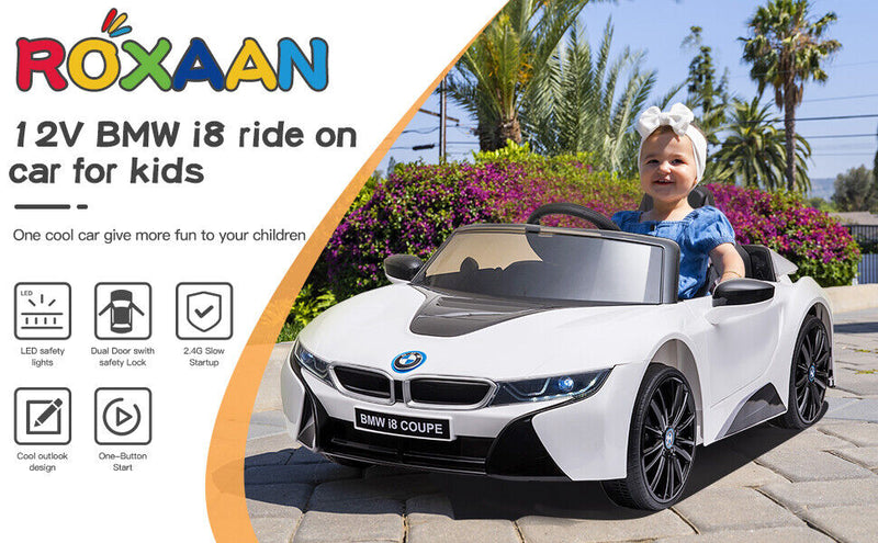 Licensed BMW i8 Kids Ride-On Car with Remote Control, MP3 Player, and LED Lights - 12V Electric Vehicle