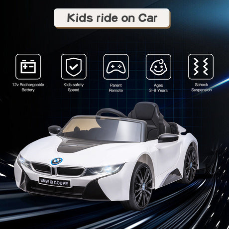 BMW i8 Electric Ride-On Car for Kids with Remote Control, MP3 Player, and LED Lights - Officially Licensed 12V Model