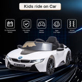 BMW I8 Electric Ride-On Car for Kids with Remote Control and MP3 Player - White