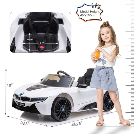 BMW i8 Electric Licensed Ride-On Car for Kids with 12V Battery and Remote Control