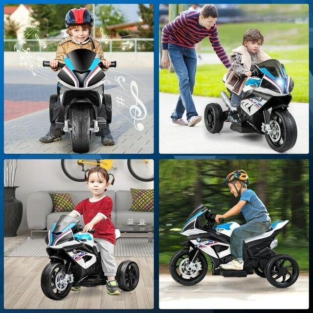 BMW Kids Electric Motorcycle - 12V Battery Powered Ride-On Bike in Sleek Black Design