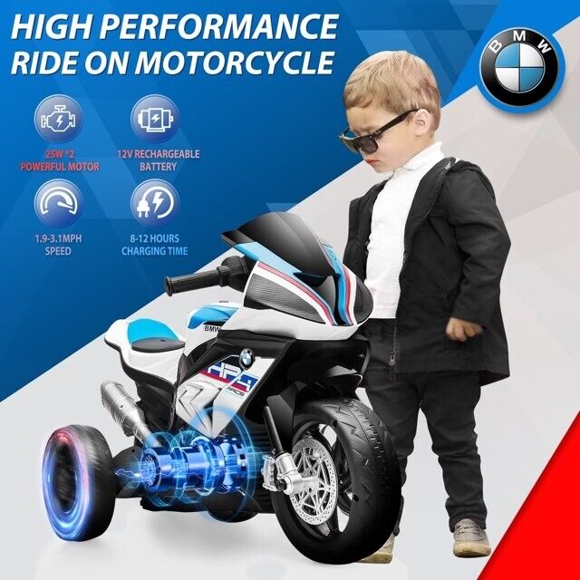 BMW Kids 12V Electric Motorcycle Ride-On Toy - Black
