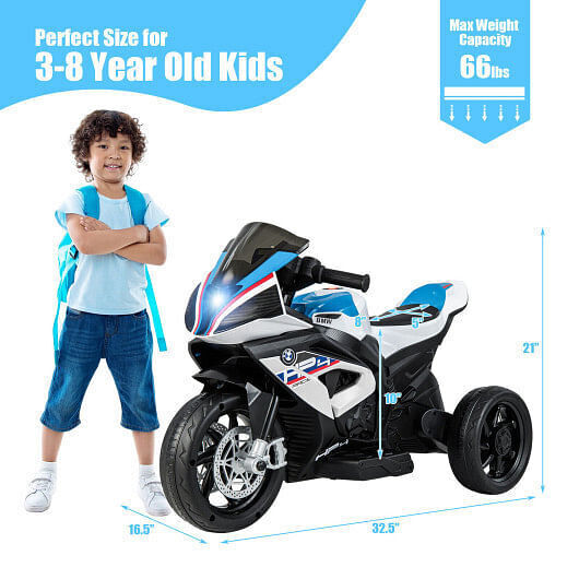 BMW Kids Motorcycle Ride-On Toy for Ages 3-8 - White