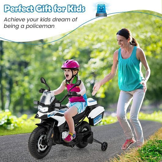 BMW Kids Ride On Police Motorcycle with Light and Music - White