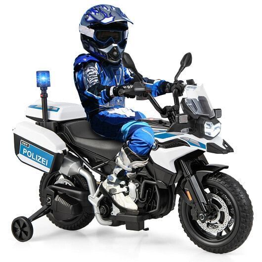 BMW Kids Ride On Police Motorcycle with Light and Music - White