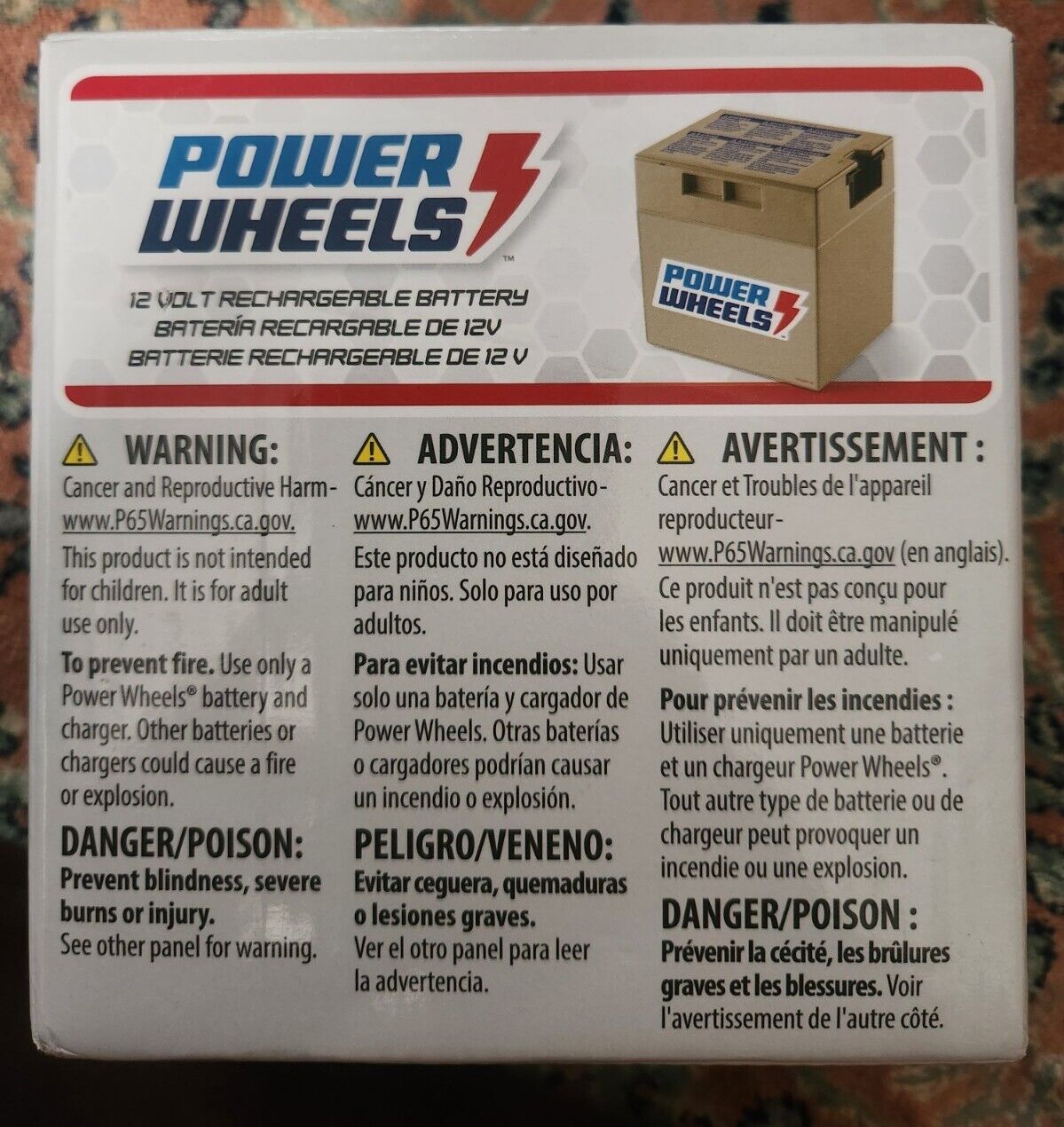 Brand New Gray 12V 12AH Rechargeable Battery for Power Wheels G5894