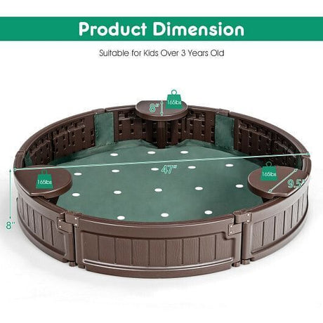 Brown Corner Seat Sandbox with Convenient Built-in Cover