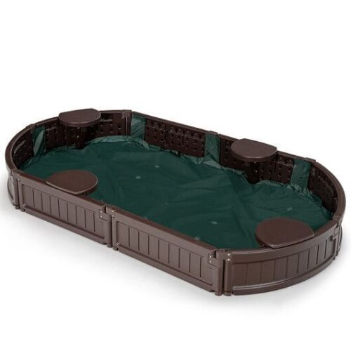 Brown Corner Seat Sandbox with Protective Liner - Built-in Design