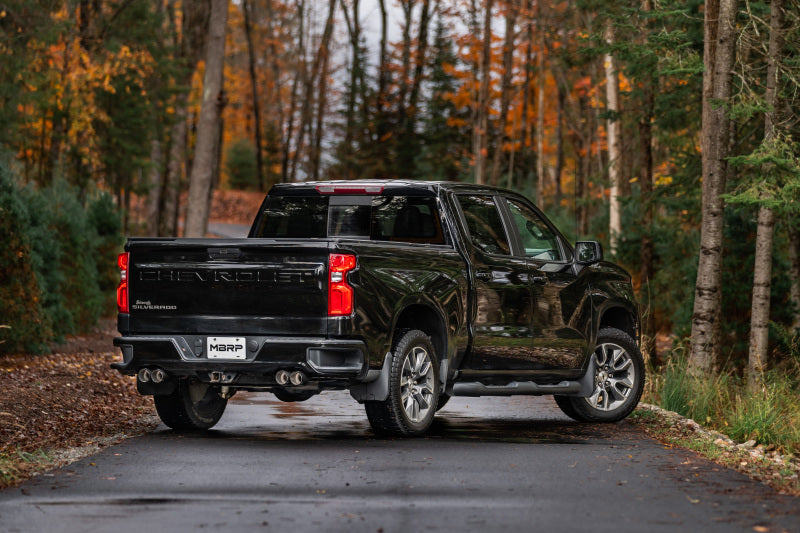 MBRP 19-21 Chevy Silverado 1500 6.2L 2.5in Dual Split Rear Cat Back w/ Quad Carbon Fiber Tips- T304