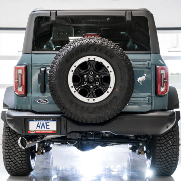 AWE Tuning 0FG Single Rear Exit Exhaust with BashGuard and Chrome Silver Tip | 2021+ Ford Bronco