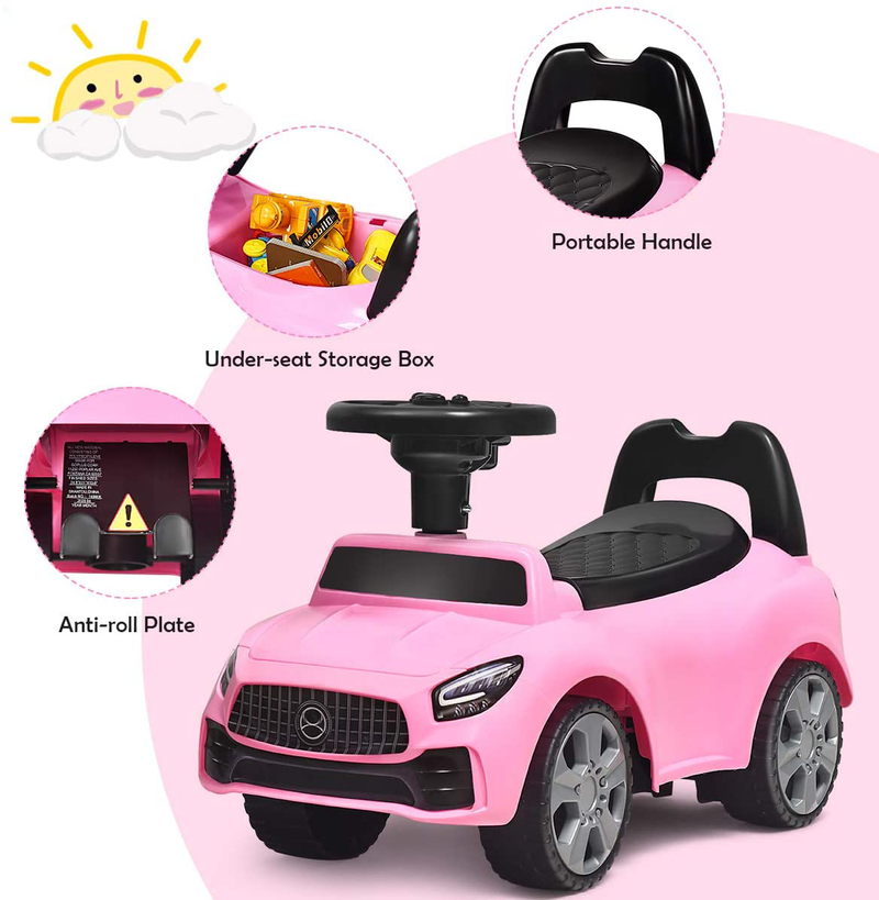 Carrito de Empuje para Niños con Bocina y Almacenamiento Musical