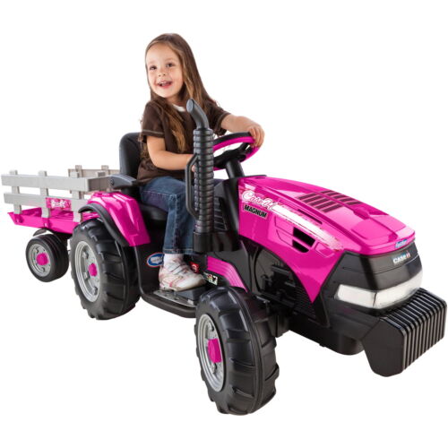 Case IH Magnum Tractor with Trailer 12V Powered Ride-On - Pink by Peg Perego