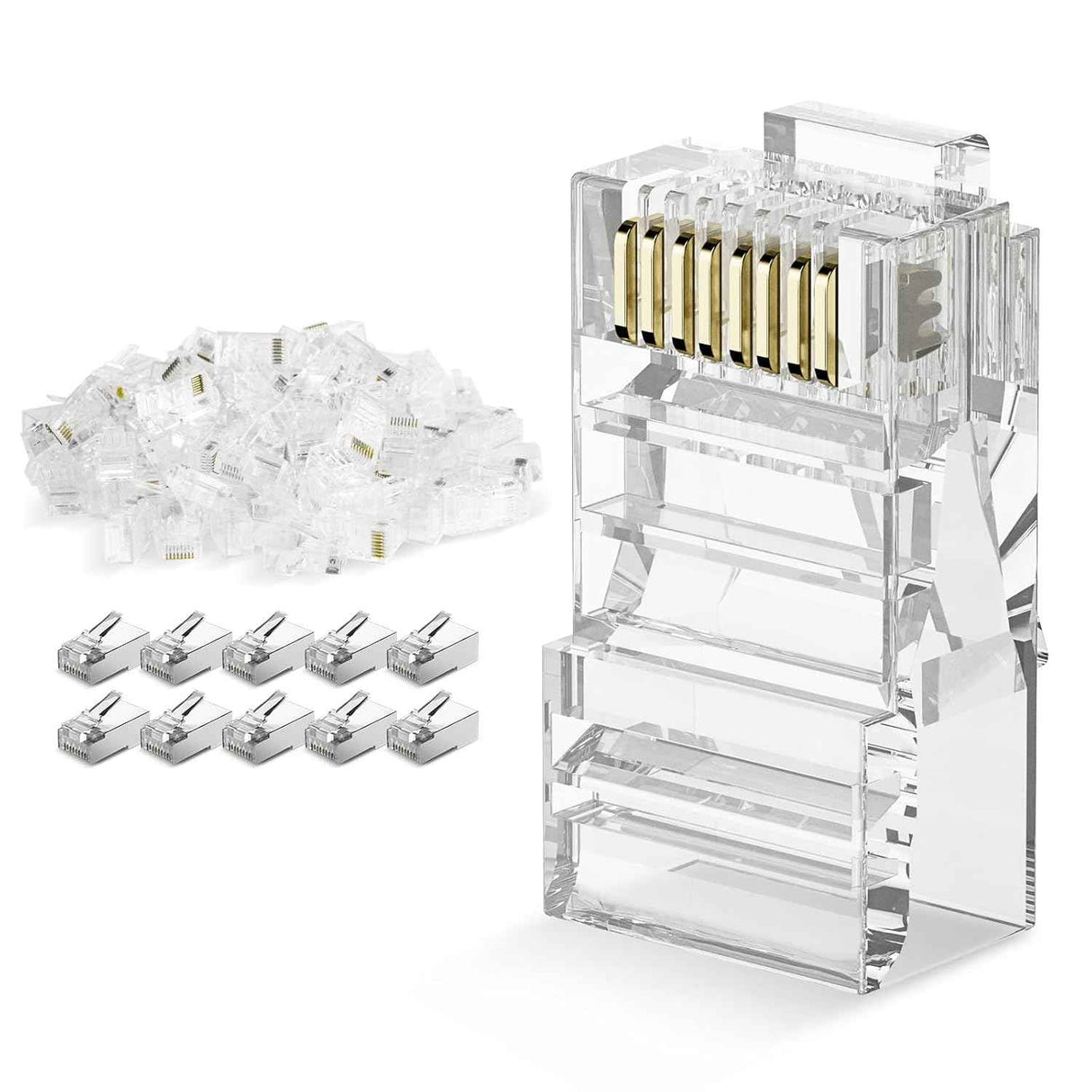 RJ45 Connectors 110-Pack for Ethernet Cables - Compatible with Cat6/Cat5/Cat5e, 24-26AWG/Flat Network Cable TekShack