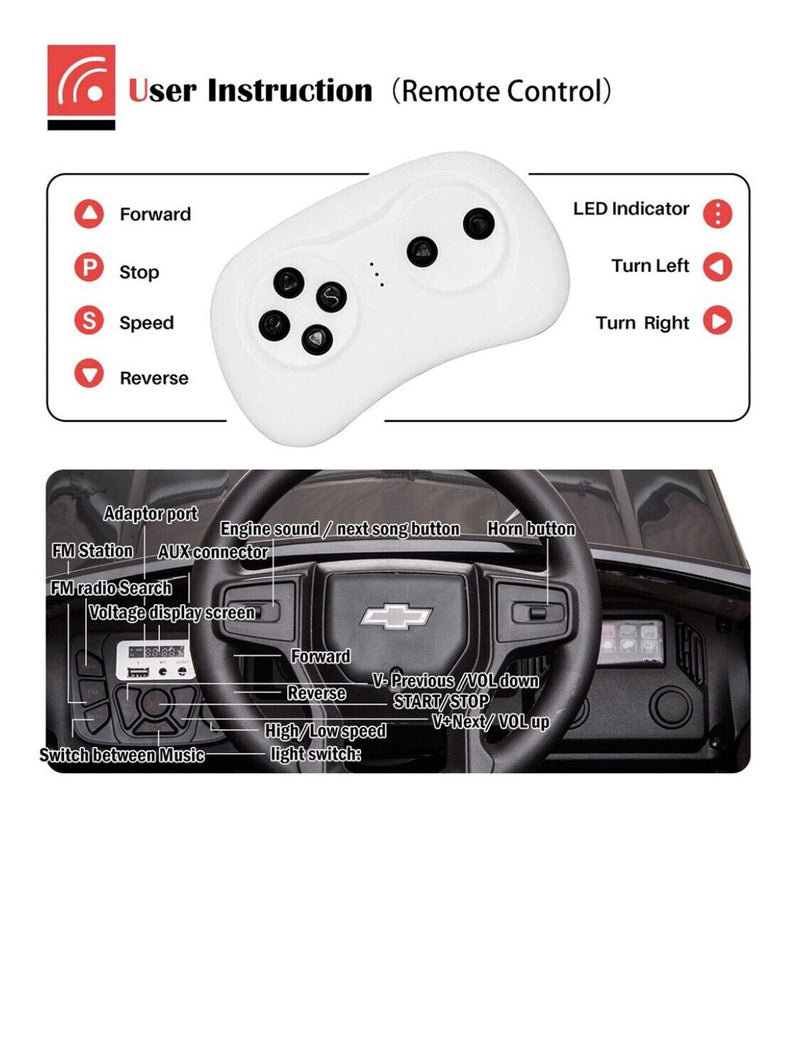 Chevrolet Silverado 12V Electric Ride-On Truck for Kids with 4 Wheels