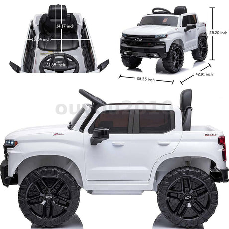 Chevrolet Silverado 12V Kids Ride-On Car with Music, LED Lights, and Remote Control