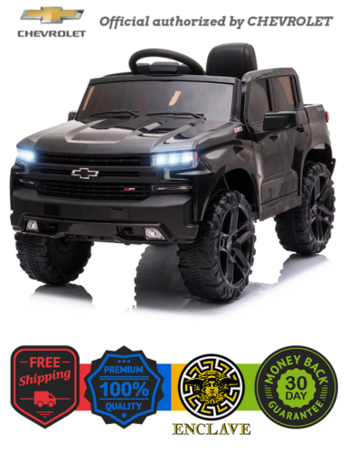 Chevrolet Silverado 12V Kids Ride-On Truck with Remote Control - Black