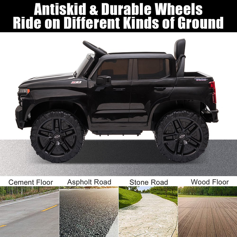 Chevrolet Silverado 12V Kids Ride-On Truck with Remote Control - Black