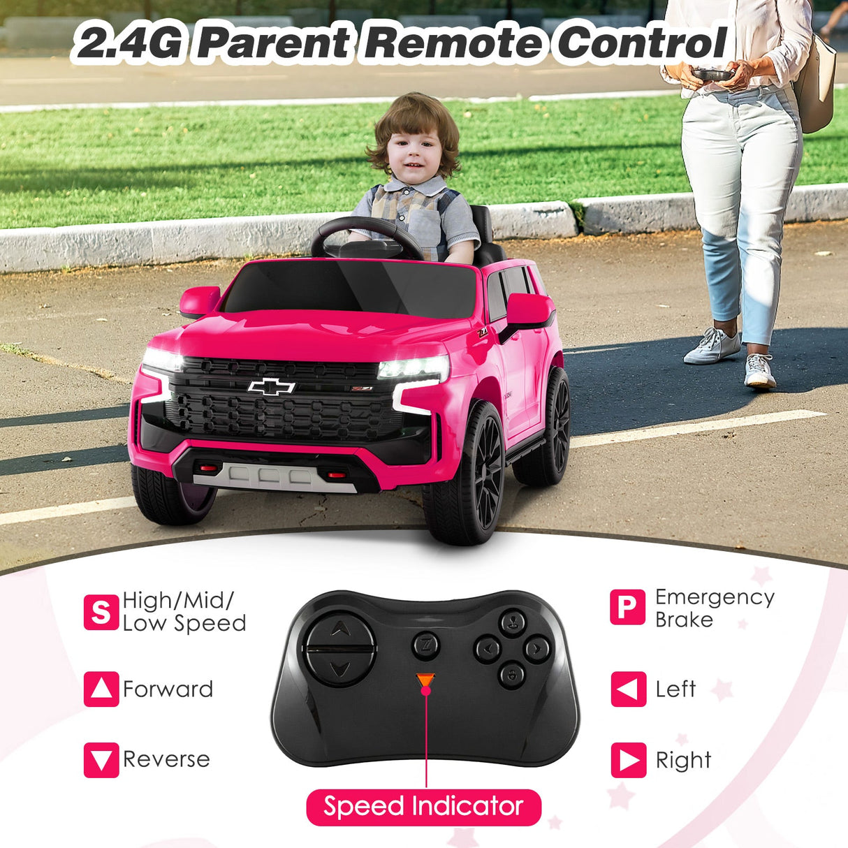 Chevrolet Tahoe 12V Electric Ride-On Truck for Kids with Remote Control, Lights, and Music