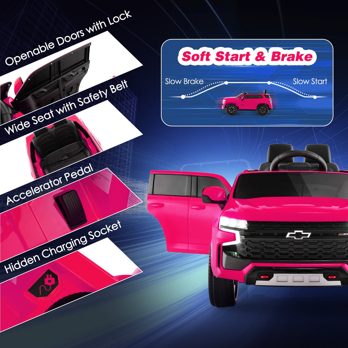 Chevrolet Tahoe 12V Electric Ride-On Truck for Kids with Remote Control, Lights, and Music