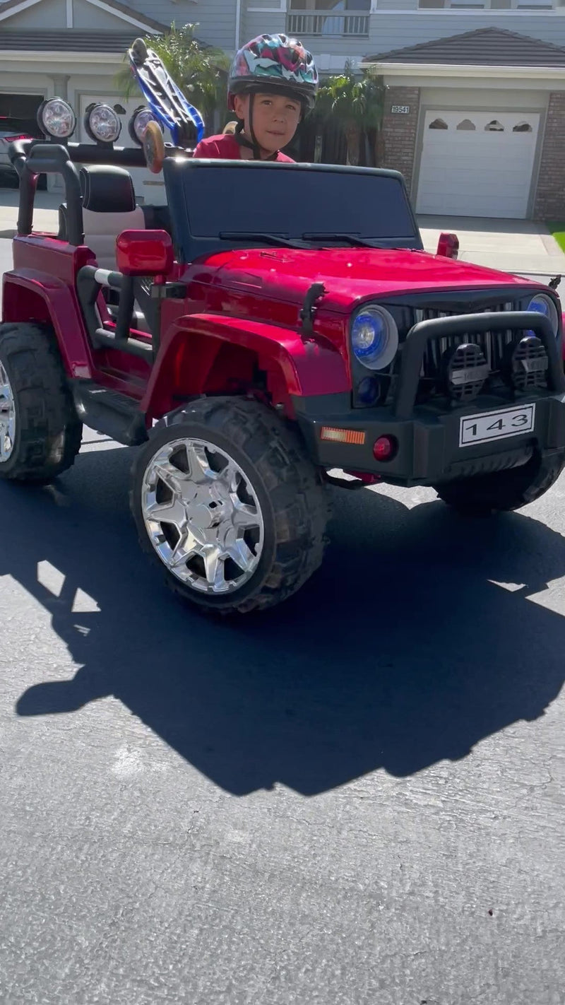 Cars For Kids Jeep Style 4x4 Monster Truck W/Rubber Tires 24 Volt