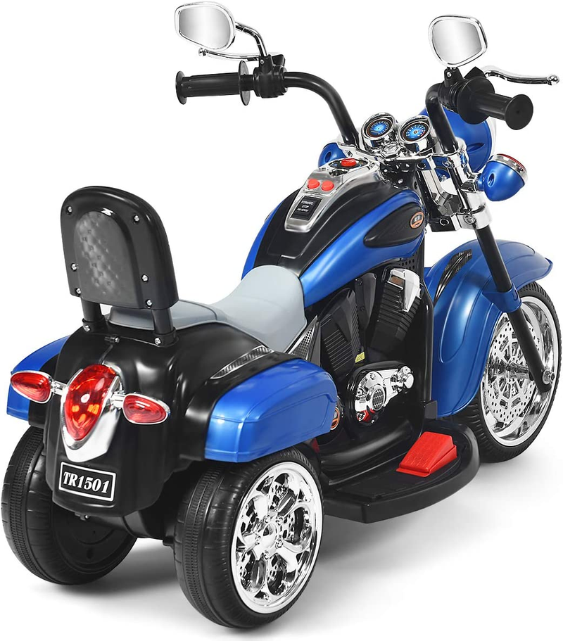 Chopper Style 3-Wheel Electric Motorcycle for Kids - Powered by 6V Battery