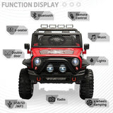 CLARFEY 12V Battery Powered RC Off-Road Jeep for Kids with LED Lights
