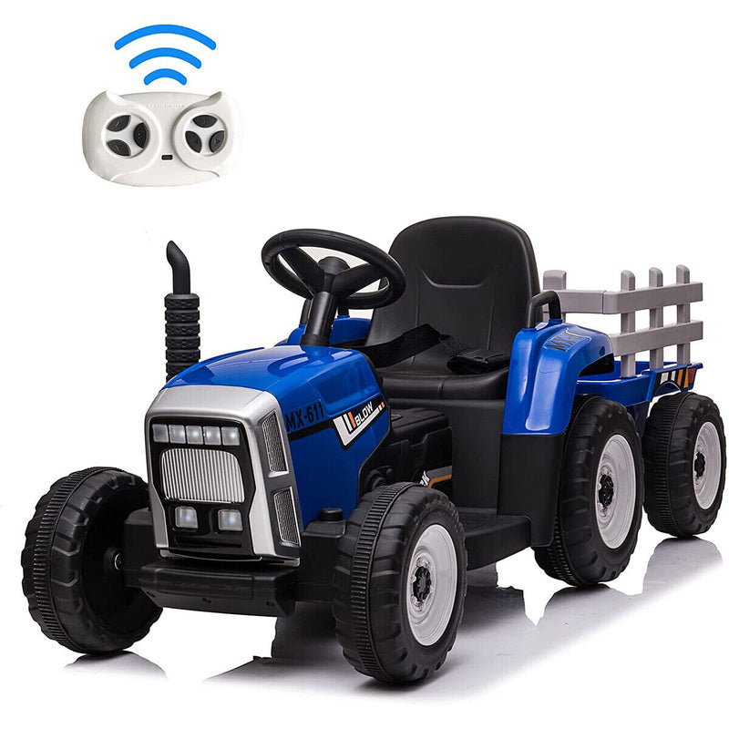 CLARFEY 12V Ride-On Tractor with Trailer and Remote Control for Kids - Music and Fun Included!