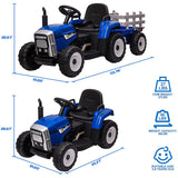 CLARFEY 12V Ride-On Tractor with Trailer and Remote Control for Kids - Music and Fun Included!