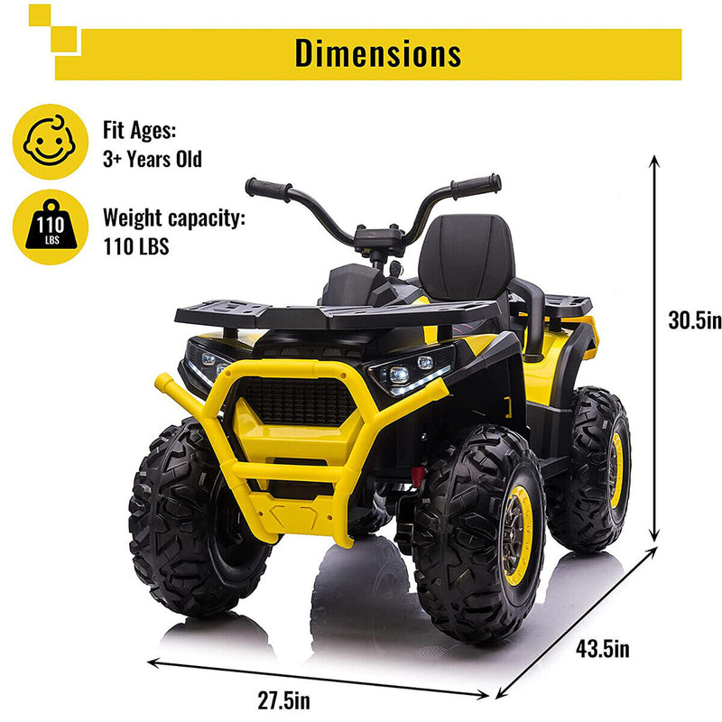 CLARFEY Electric Kids ATV Quad Car with MP3 Player and 4WD Motorized Drive