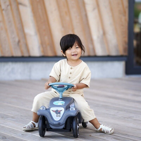 Classic Grey BIG Bobby Car with Horn - Eco-Friendly Ride-On Toy