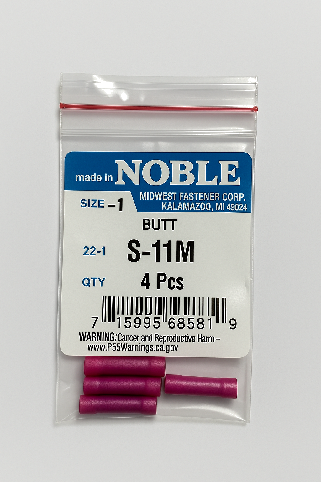 NOBLE TERMINAL BUTT SPLICE – UNINSULATED 8GA (5-PACK) #910 Midwest Fastener/Noble