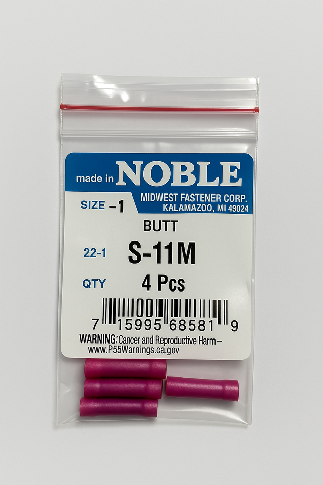NOBLE TERMINAL BUTT SPLICE – UNINSULATED 8GA (5-PACK) #910 Midwest Fastener/Noble